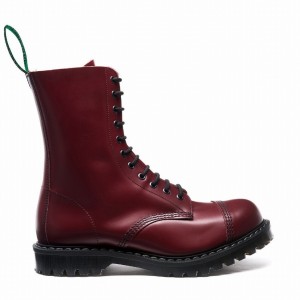 Solovair 11 Eye Steel Toe Uomo Stivali Derby Rosse | SC11-1980-CR-G-060