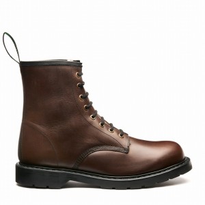 Solovair Gaucho Crazy Horse Shearling Lined 8 Eye Uomo Stivali Derby Marroni | LS8-551-CH-SHE-B-055