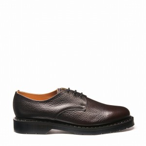 Solovair Grain 3 Eye Uomo Scarpe Gibson Marroni | S3-995-DKB-SOFTG-G-030