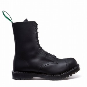 Solovair Greasy 11 Eye Steel Toe Uomo Stivali Derby Nere | SC11-1980-BG-G-060