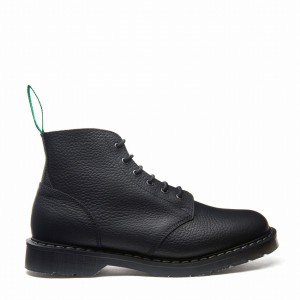 Solovair Greasy Grain 6 Eye Uomo Stivali Astronauti Nere | S6-969-BG-SoftG-G-030