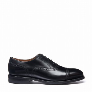 Solovair Hi-Shine 5 Eye Uomo Scarpe Oxford Nere | 097-016-060