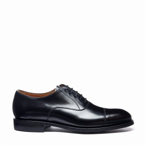 Solovair Hi-Shine 5 Eye Uomo Scarpe Oxford Nere | 099-197-060