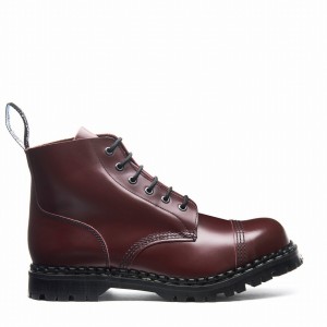 Solovair Hi-Shine 6 Eye Steel Toe Capped Uomo Stivali Derby Rosse | GF6-1710-OX-030