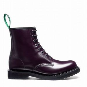 Solovair Hi-Shine 8 Eye Donna Stivali Derby Viola | S8-551-PUR-G-030