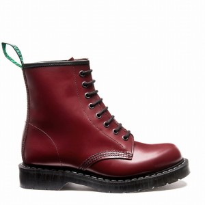 Solovair Hi-Shine 8 Eye Donna Stivali Derby Rosse | S8-551-CR-G-030