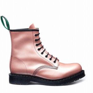 Solovair Hi-Shine 8 Eye Donna Stivali Derby Rosa | S8-551-PK-IR-G-035