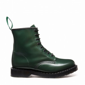 Solovair Hi-Shine 8 Eye Uomo Stivali Derby Verdi | S8-551-GN-G-030