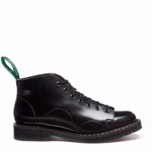 Solovair Hi-Shine Uomo Stivali Da Scimmia Nere | S7-116-BK-G-030