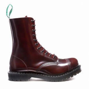Solovair Rub-Off 11 Eye Steel Toe Uomo Stivali Derby Bordeaux | SC11-1980-BUR-G-060