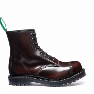 Solovair Rub-Off 8 Eye Steel Toe Uomo Stivali Derby Bordeaux | SC8-1550-BUR-G-060