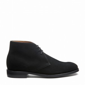 Solovair Suede 3 Eye Uomo Stivali Chukka Nere | 103-BK-SUE-060