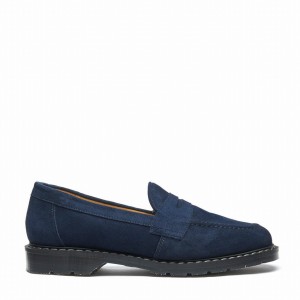 Solovair Suede Penny Donna Mocassini Blu Marino | S0-970-BL-SUE-G-040