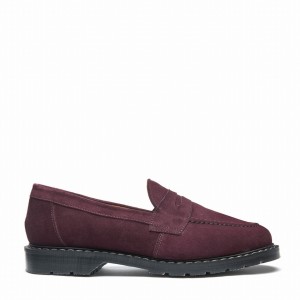 Solovair Suede Penny Uomo Mocassini Bordeaux | S0-970-AM-SUE-G-040