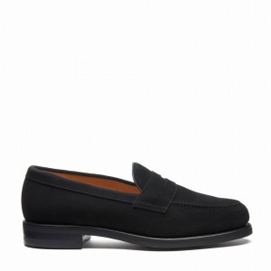 Solovair Suede Penny Uomo Mocassini Nere | 970-BK-SUE-060