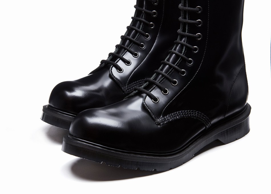 Solovair 11 Eye Steel Toe Uomo Stivali Derby Nere | 11-1981-BK-060