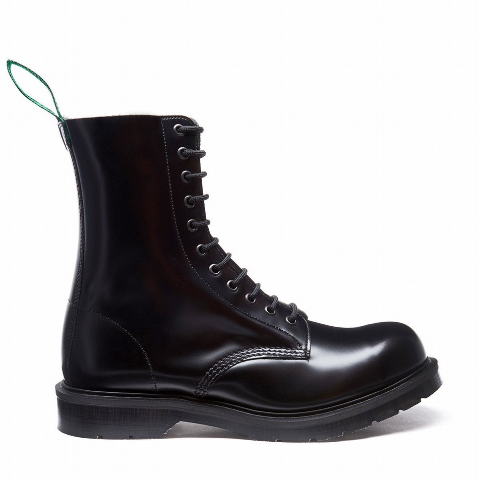 Solovair 11 Eye Steel Toe Uomo Stivali Derby Nere | 11-1981-BK-060