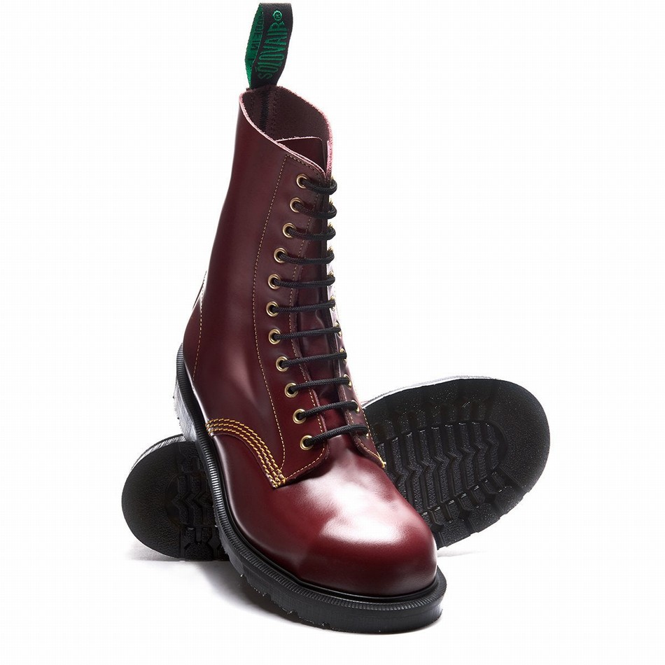 Solovair 11 Eye Steel Toe Uomo Stivali Derby Rosse | 11-1981-CR-060