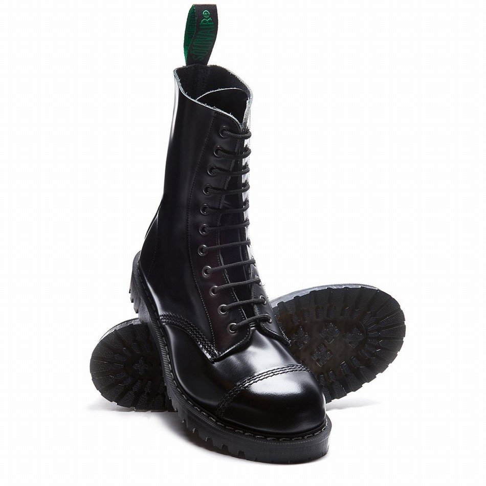 Solovair 11 Eye Steel Toe Uomo Stivali Derby Nere | SC11-1980-BK-G-060