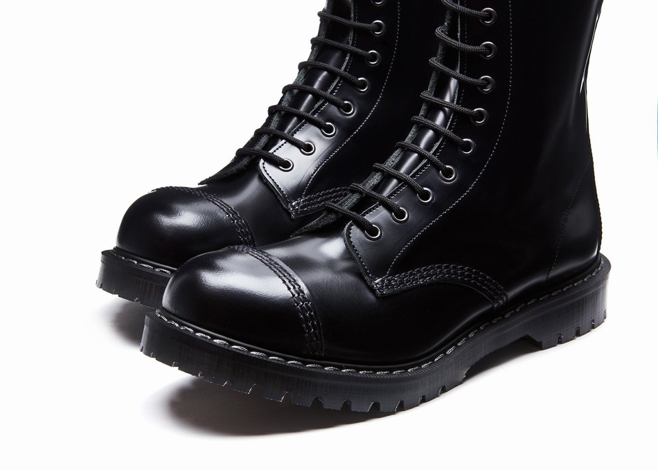 Solovair 11 Eye Steel Toe Uomo Stivali Derby Nere | SC11-1980-BK-G-060