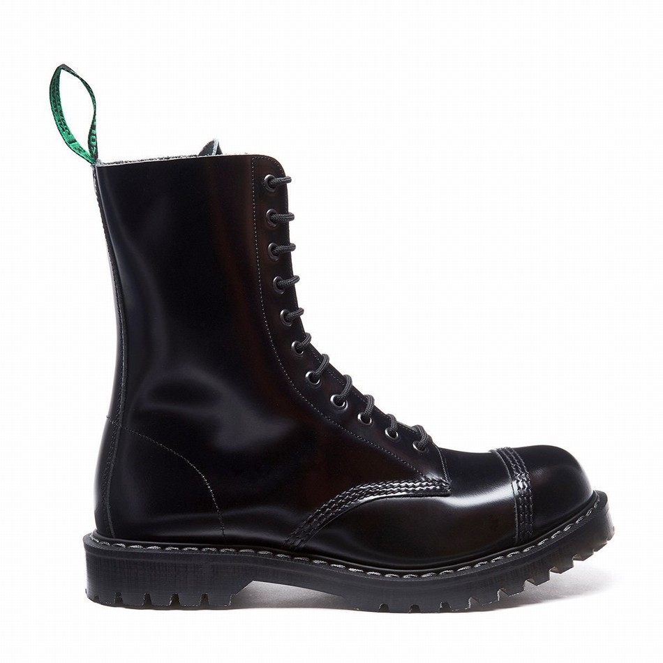 Solovair 11 Eye Steel Toe Uomo Stivali Derby Nere | SC11-1980-BK-G-060