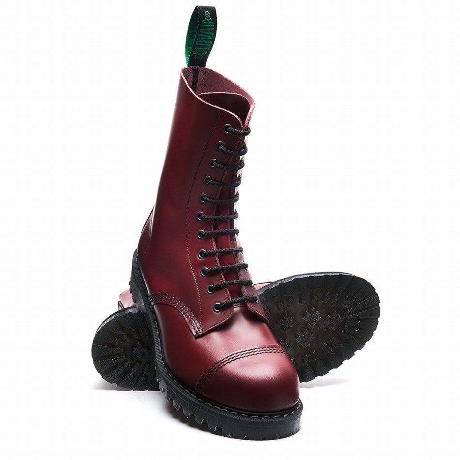 Solovair 11 Eye Steel Toe Uomo Stivali Derby Rosse | SC11-1980-CR-G-060
