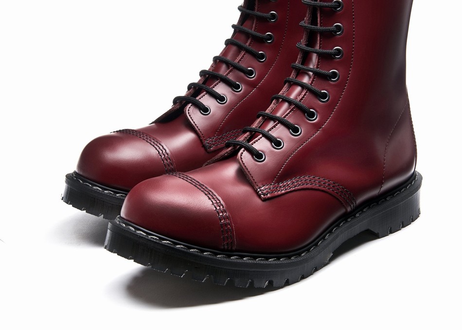 Solovair 11 Eye Steel Toe Uomo Stivali Derby Rosse | SC11-1980-CR-G-060
