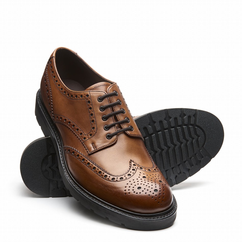 Solovair 5 Eye Gibson Uomo Scarpe Brogue Marroni | LS5-813-TAN-B-060