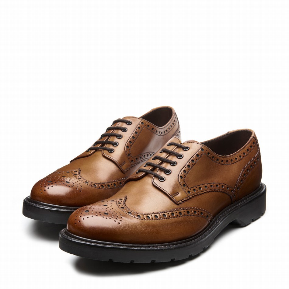 Solovair 5 Eye Gibson Uomo Scarpe Brogue Marroni | LS5-813-TAN-B-060