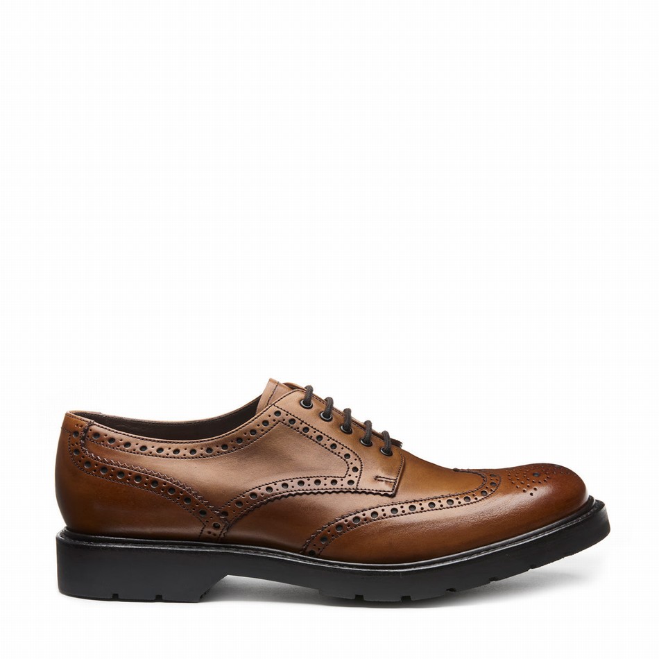 Solovair 5 Eye Gibson Uomo Scarpe Brogue Marroni | LS5-813-TAN-B-060