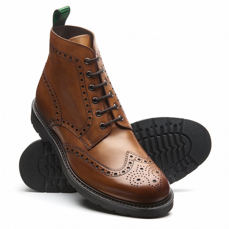 Solovair 6 Eye Derby Uomo Stivali Brogue Marroni | LS6-019-TAN-B-060