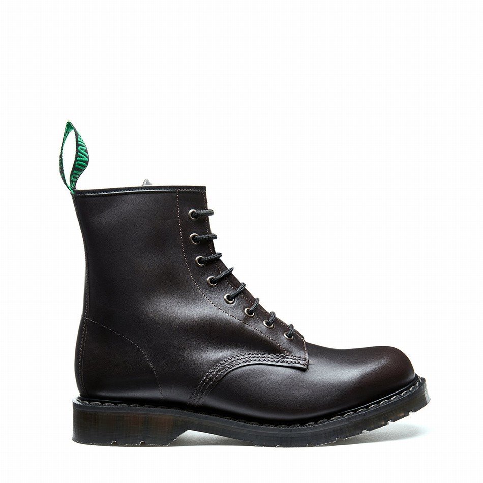 Solovair 8 Eye Uomo Stivali Derby Marroni | S8-551-BNG-G-040