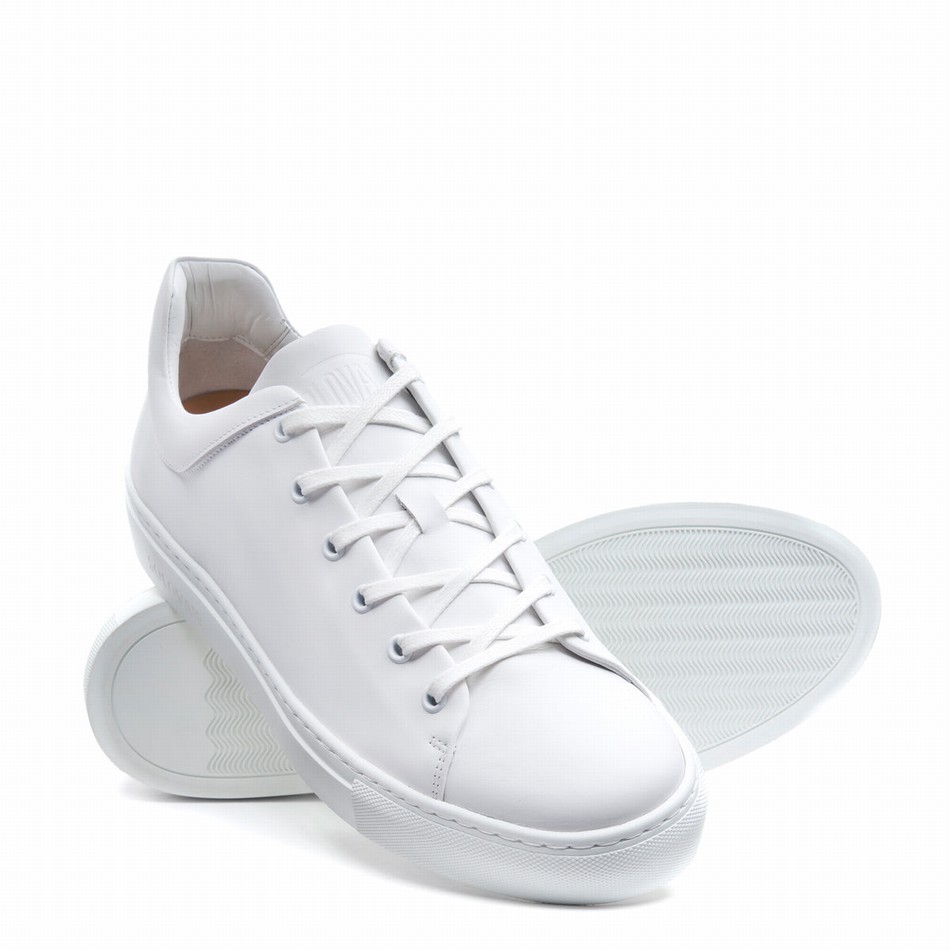 Solovair Calf Uomo Sneakers Bianche | S6-SNE-WH-WS-040