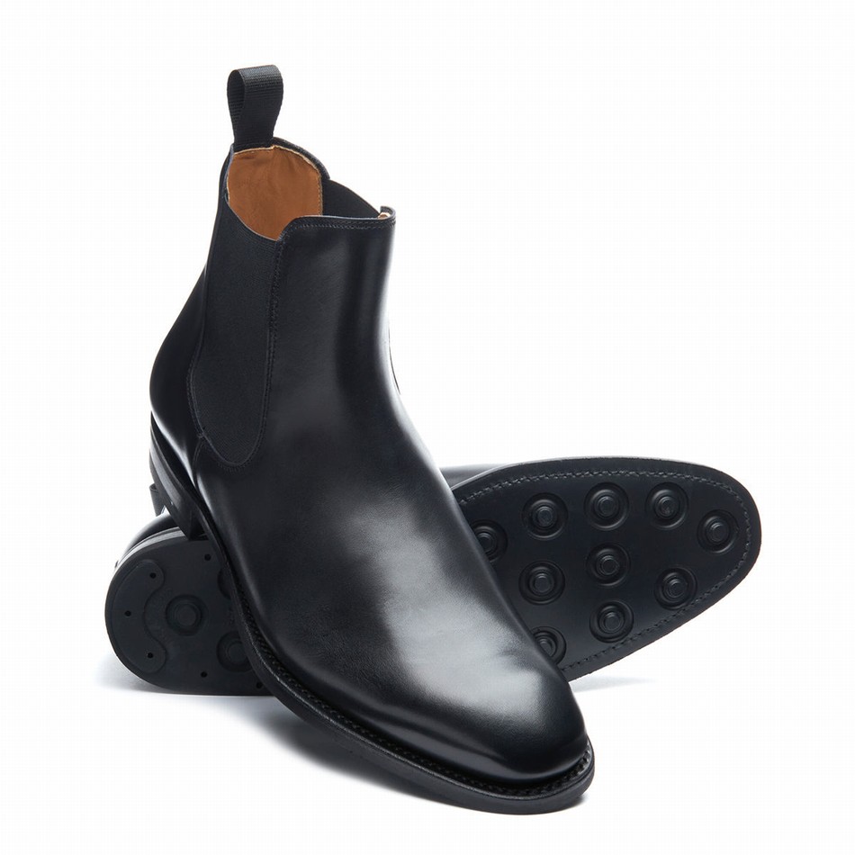 Solovair Calf Uomo Stivaletti Chelsea Nere | 101-BK-PC-060
