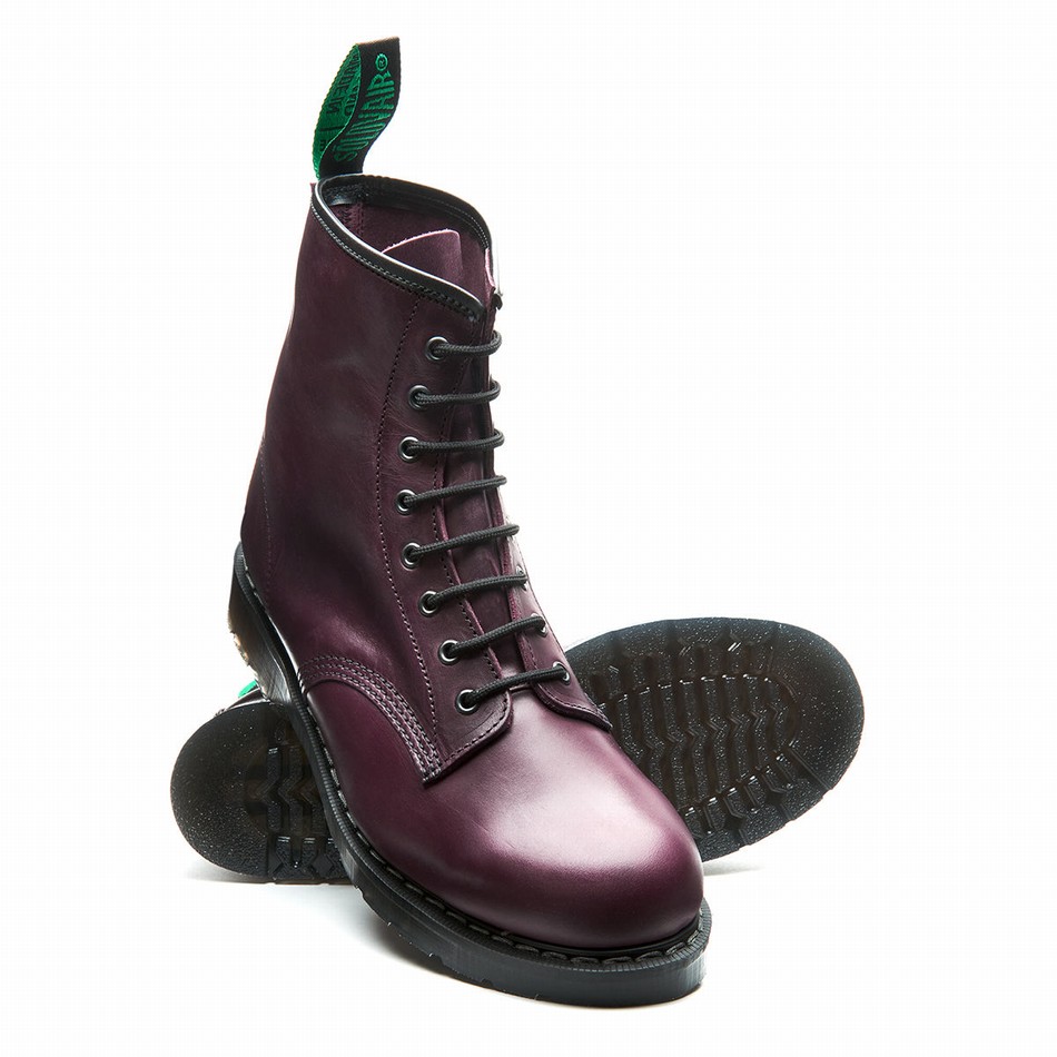 Solovair Gaucho 8 Eye Donna Stivali Derby Bordeaux | S8-551-CH-BUR-G-030