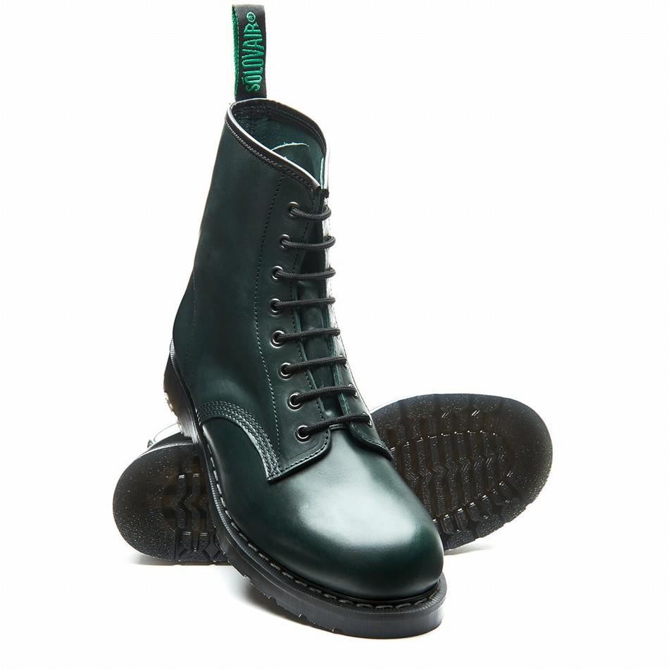 Solovair Gaucho 8 Eye Uomo Stivali Derby Verdi | S8-551-CH-GN-G-030