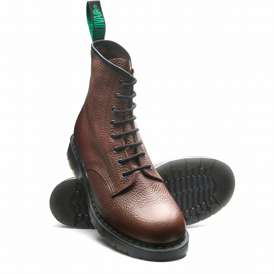 Solovair Gaucho Brown Grain 8 Eye Donna Stivali Derby Marroni | S8-551-CH-SoftG-G-030