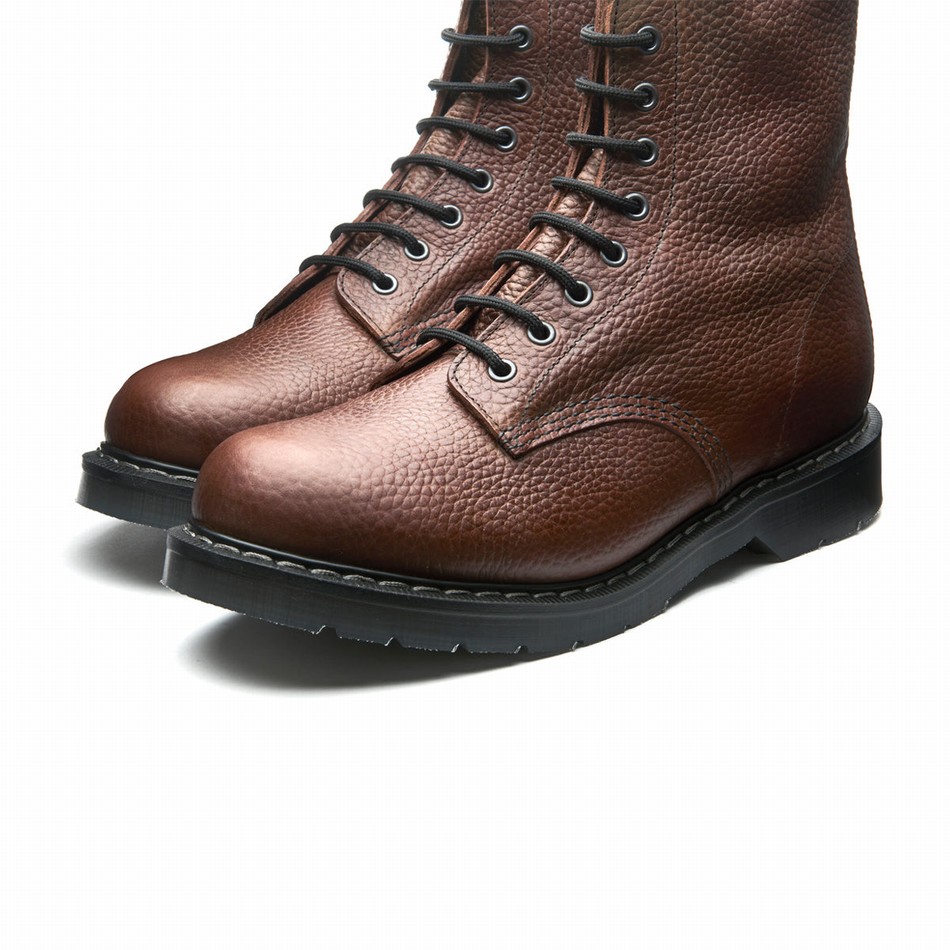 Solovair Gaucho Brown Grain 8 Eye Donna Stivali Derby Marroni | S8-551-CH-SoftG-G-030