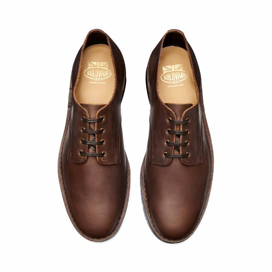 Solovair Gaucho Crazy Horse 4 Eye Uomo Scarpe Gibson Marroni | 390-015-060