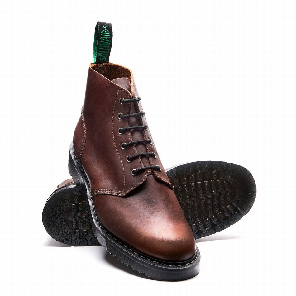 Solovair Gaucho Crazy Horse 6 Eye Donna Stivali Astronauti Marroni | S6-969-CH-G-030