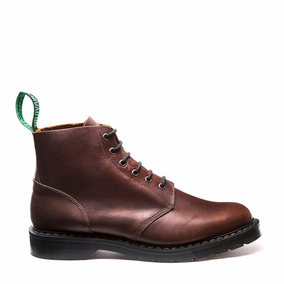 Solovair Gaucho Crazy Horse 6 Eye Donna Stivali Astronauti Marroni | S6-969-CH-G-030