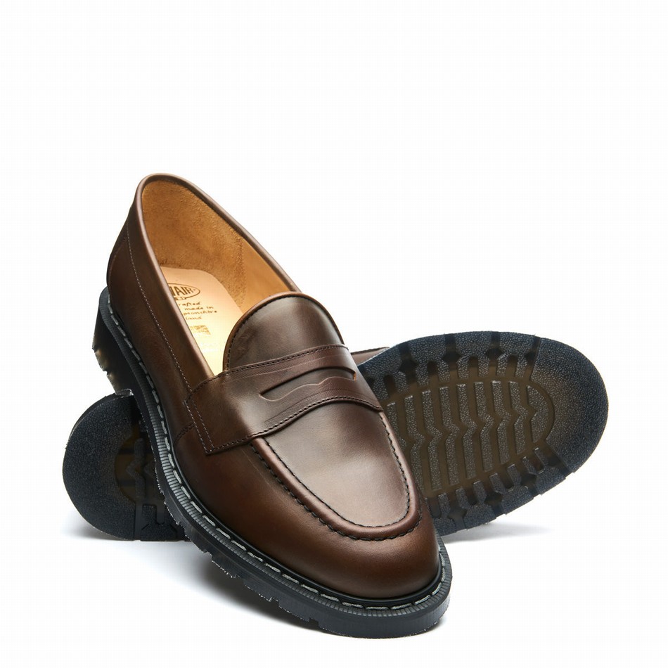 Solovair Gaucho Crazy Horse Penny Uomo Mocassini Marroni | S0-970-CH-G-030