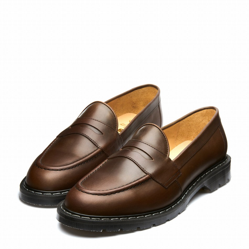 Solovair Gaucho Crazy Horse Penny Uomo Mocassini Marroni | S0-970-CH-G-030
