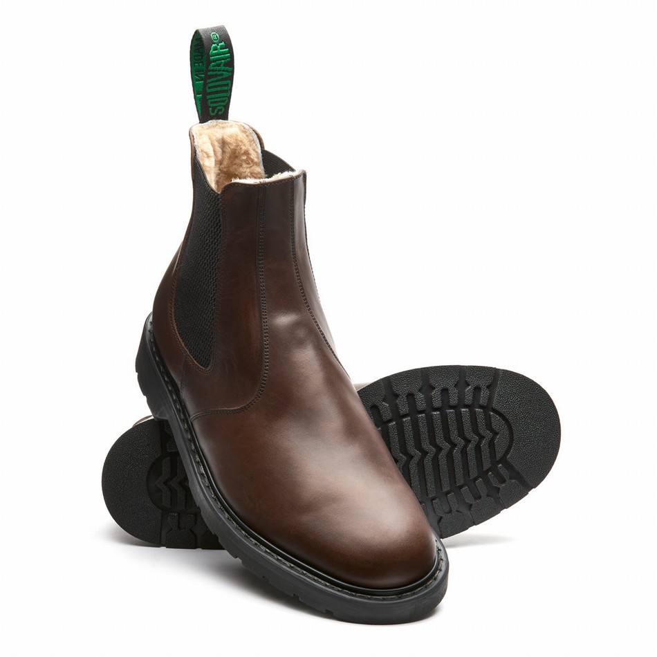 Solovair Gaucho Crazy Horse Shearling Lined Donna Stivali Dealer Marroni | LS0-900-CH-SHE-B-040