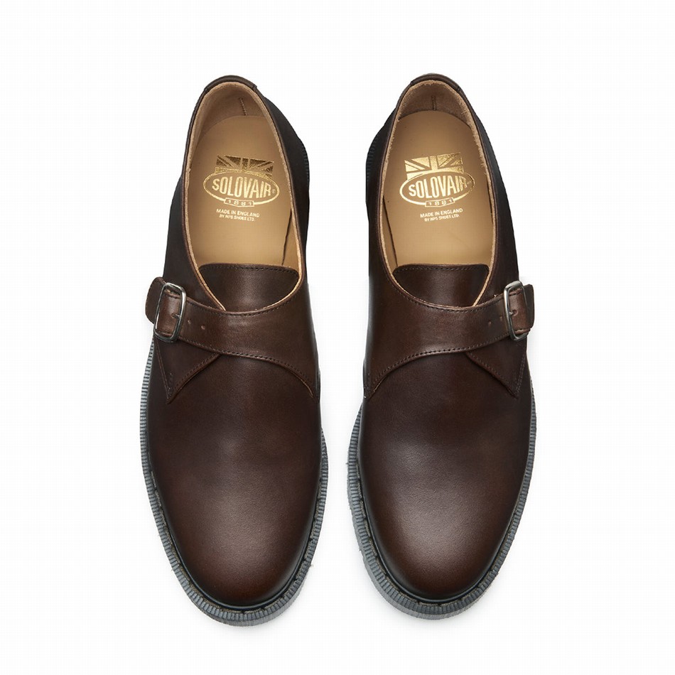 Solovair Gaucho Crazy Horse Single Buckle Donna Scarpe Monk Marroni | S0-060-CH-G-030