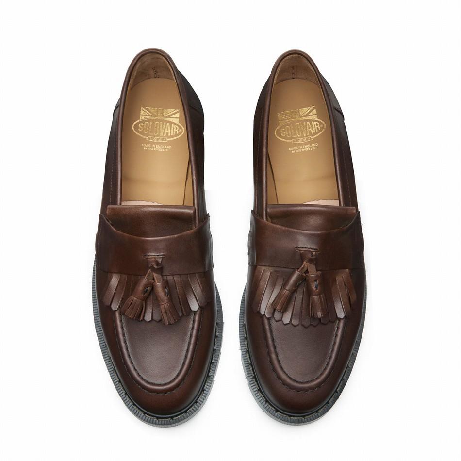 Solovair Gaucho Crazy Horse Tassel Uomo Mocassini Marroni | S0-1022-CH-G-030