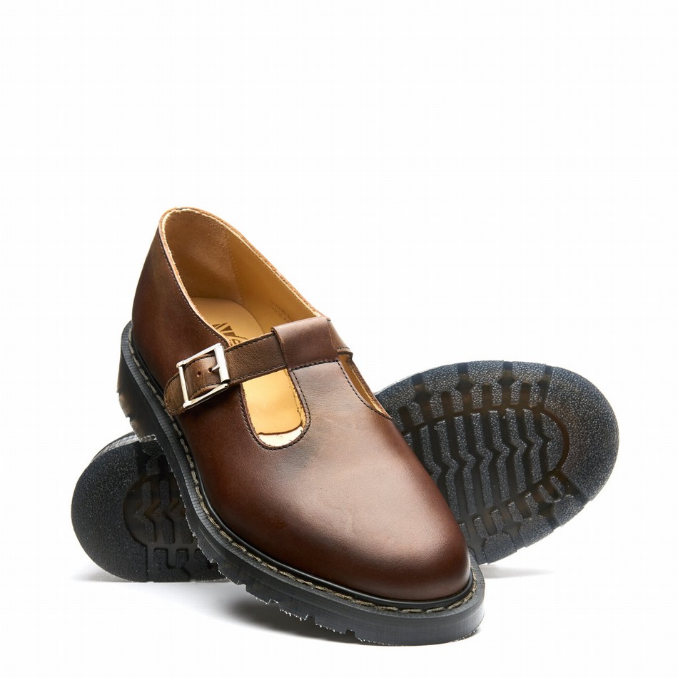 Solovair Gaucho Crazy Horse Uomo Scarpe Mary Jane Marroni | S0-393-CH-G-030