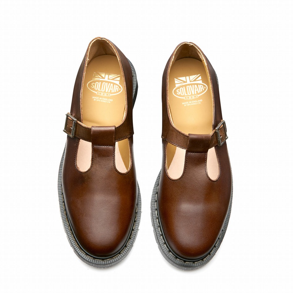 Solovair Gaucho Crazy Horse Uomo Scarpe Mary Jane Marroni | S0-393-CH-G-030