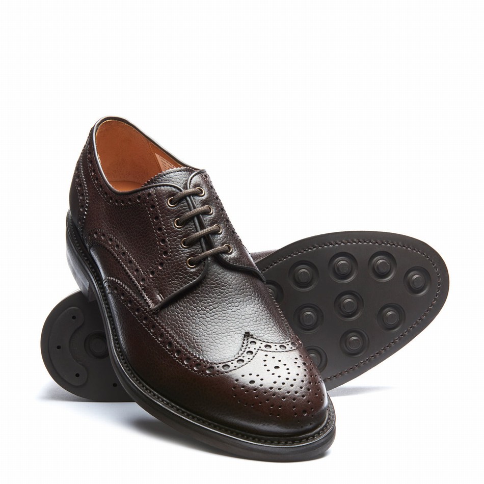 Solovair Grain-Calf 4 Eye Gibson Uomo Scarpe Brogue Marroni | 055-BRN-CC-060