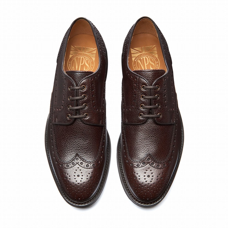 Solovair Grain-Calf 4 Eye Gibson Uomo Scarpe Brogue Marroni | 055-BRN-CC-060